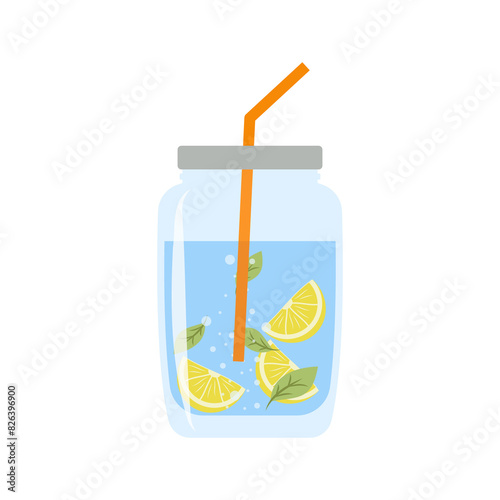 Drink more water. Stay hydrated. Glass, Plastic free, zero waste concept. Various bottles, glass, flask. Cute trendy vector illustration. Summer cold drink. Drink more water.