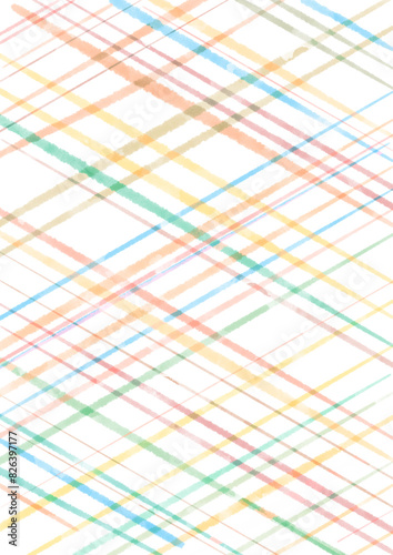 カラフルな線のチェック柄シームレスパターン