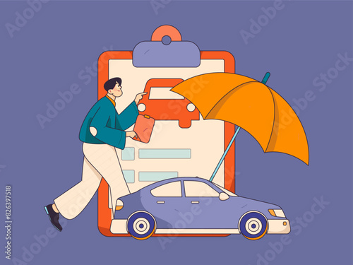 Buy insurance for car flat character vector concept operation illustration
