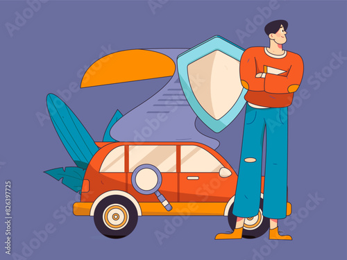 Buy insurance for car flat character vector concept operation illustration
