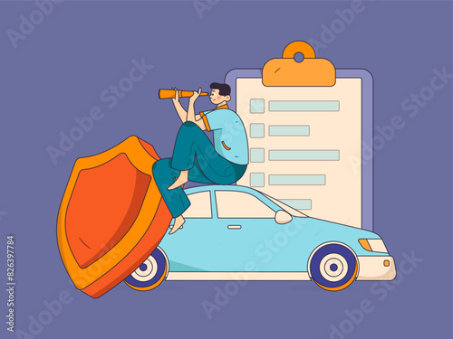 Buy insurance for car flat character vector concept operation illustration
