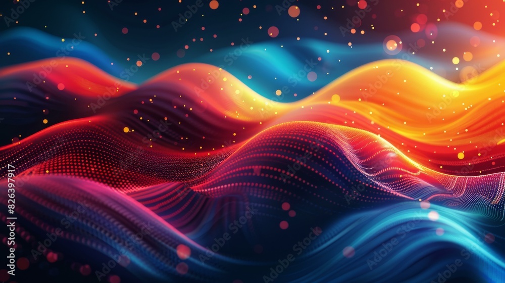 Obraz premium Colorful Waves 3D Abstract Geometric