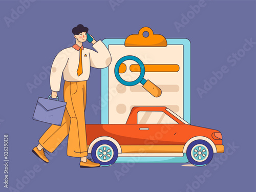 Buy insurance for car flat character vector concept operation illustration
