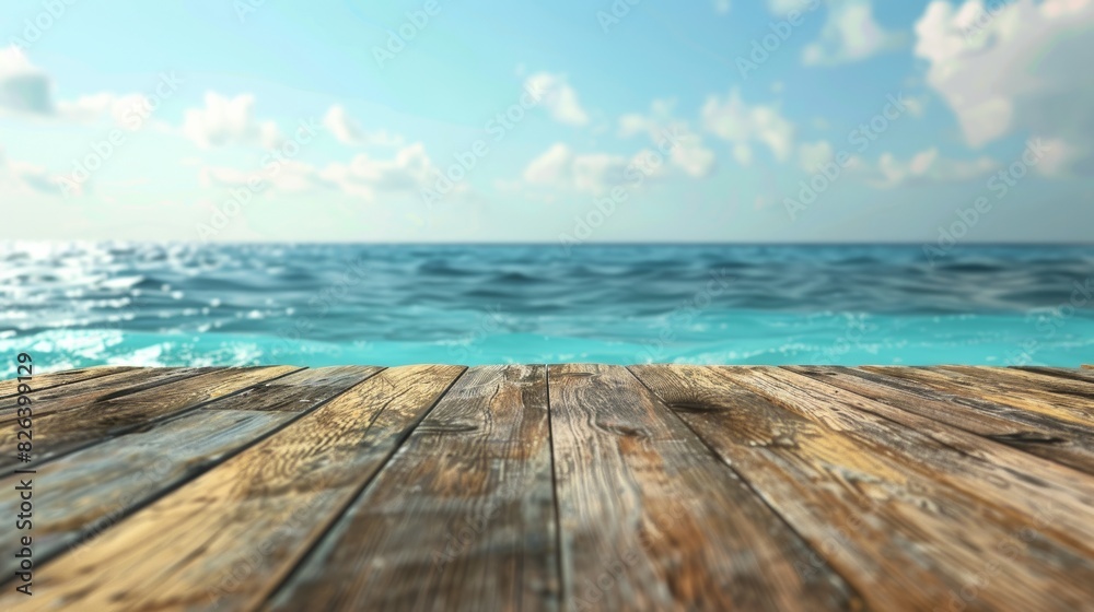 Wooden pier overlooking serene ocean horizon