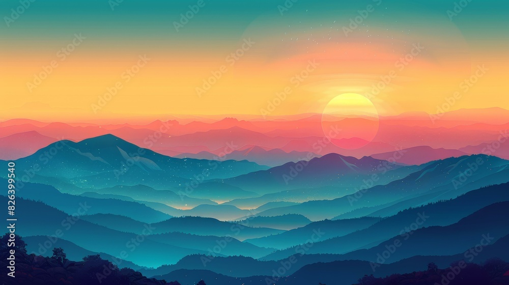 Fototapeta premium Breathtaking sunset over the mountains