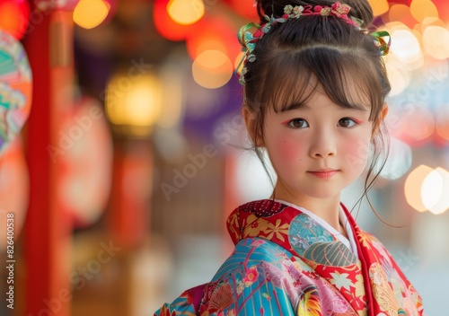 Young Girl in Traditional Japanese Kimono
