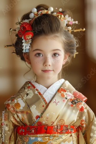 Portrait of a young girl in a kimono
