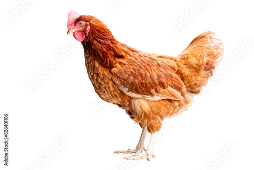 Chicken, Full body of brown chicken hen standing isolated transparent background, Laying hens farmers concept, PNG File photo