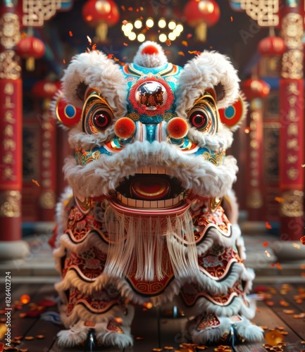 Lion Dance in Chinese New Year Celebration © duyina1990