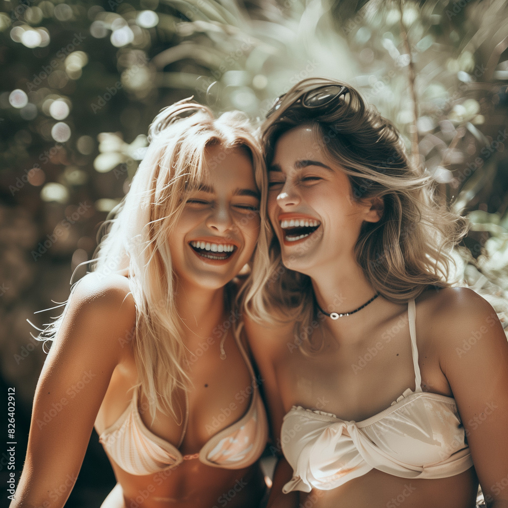 Girls laughing, summer vacation Girls laughing, summer vacation