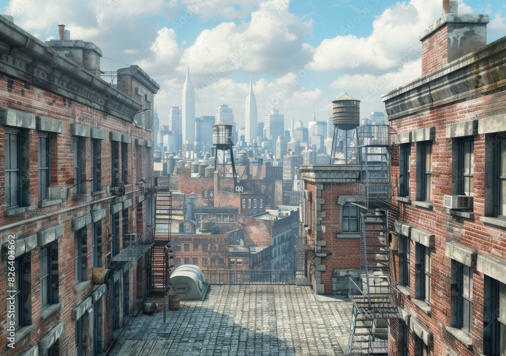 Fototapeta premium Urban Decay Cityscape Rooftops