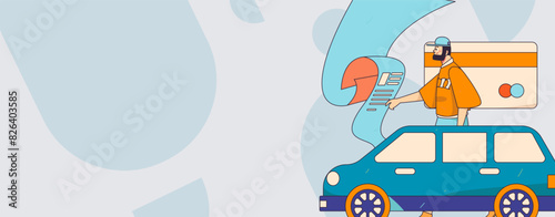 Buy insurance for car flat character vector concept operation illustration

