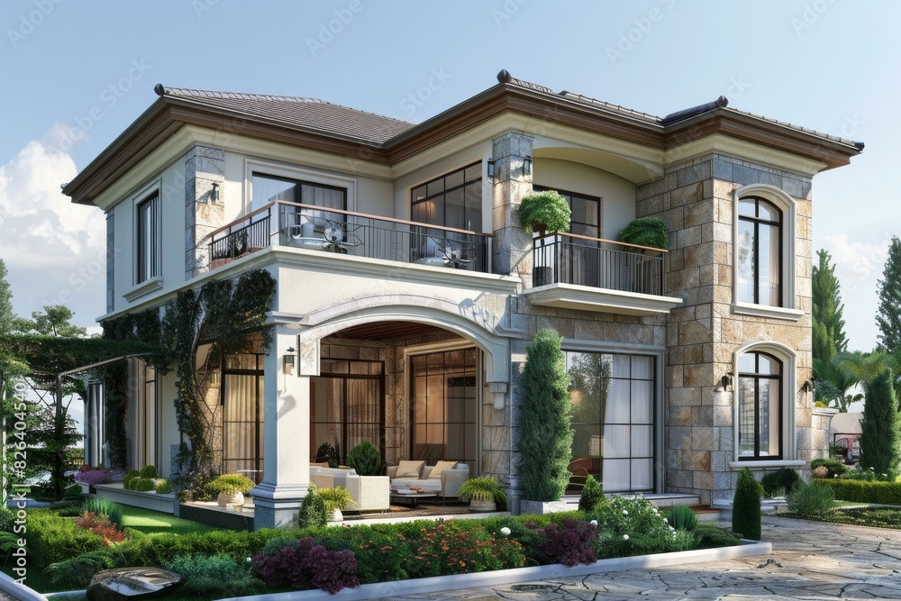 Obraz premium Luxurious House with Stunning Garden