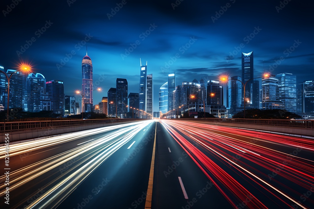 the light trails on the modern building background in shanghai china. the light trails on the modern building background in shanghai china.