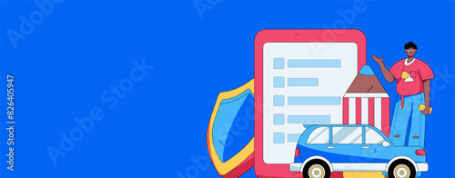 Buy insurance for car flat character vector concept operation illustration
