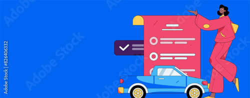 Buy insurance for car flat character vector concept operation illustration
