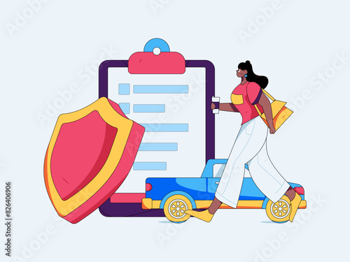 Buy insurance for car flat character vector concept operation illustration
