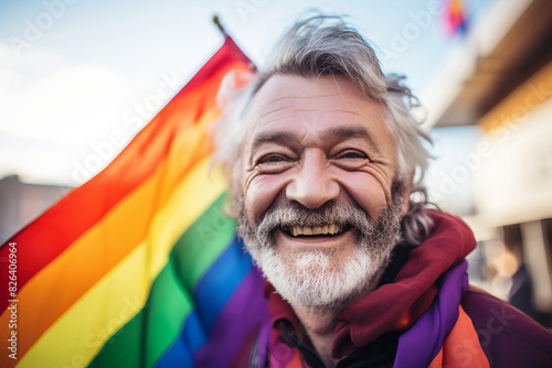 Nonformal stylish gay person on gay pride month holiday made by Generative AI technology photo