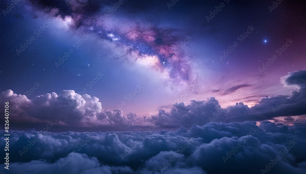 Beautiful purple and blue sky view full of wonders and uniqueness and amazing clouds. 