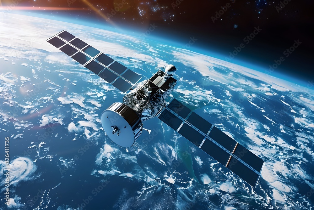 Sleek Satellite Orbiting the Earth with Unique Perspective of the Celestial Environment Sleek Satellite Orbiting the Earth with Unique Perspective of the Celestial Environment