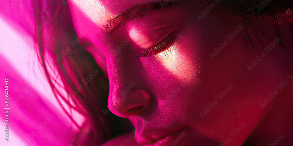 Empathy Pink. Portrait of woman having care for one another.