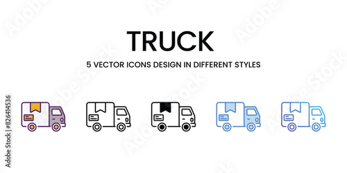 Truck icons vector set stock illustration.
