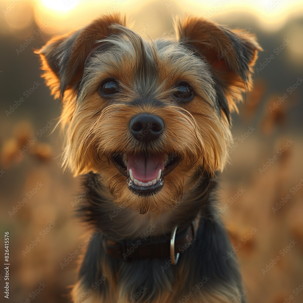 Portrait d'un chien heureux vue aérienne