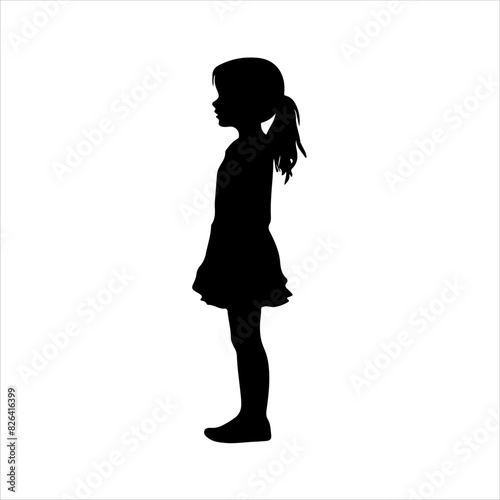 Beautiful small girl silhouette isolated on white background. Young girl icon vector illustration design.