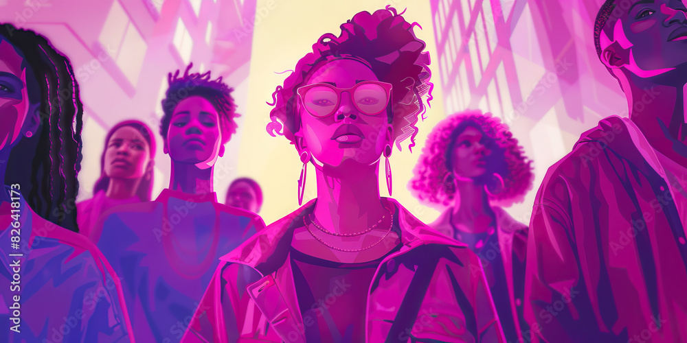Social justice punk. Intersection of abortion rights in court. Protest portraits of women. Social justice punk. Intersection of abortion rights in court. Protest portraits of women.