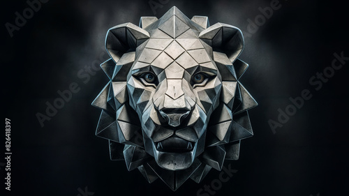 the mask of the lion against a dark background created with Generative AI technology