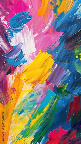 Vibrant abstract painting showcasing dynamic strokes of acrylic paint © Viktoriia