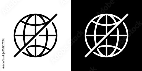 Offline internet icon in globe style. Disconnected network concept