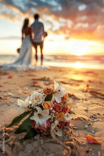 Close up bride and groom we...