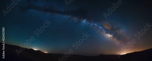 Sky view landscape in night full of stars and cloudscapes in random designs