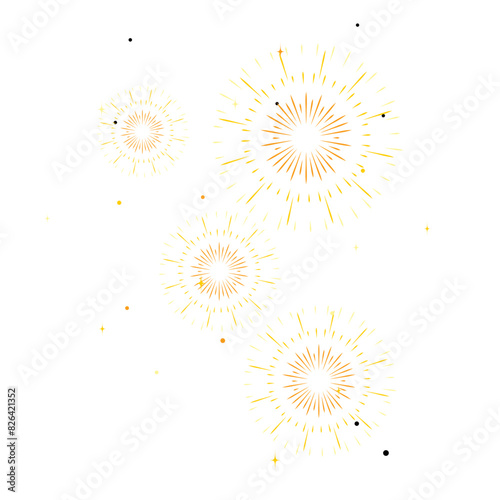 Decorated with fireworks and sparkling stars. Indian festival decoration