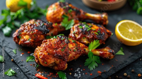 Chicken leg cooked with a blend of fresh herbs and spices