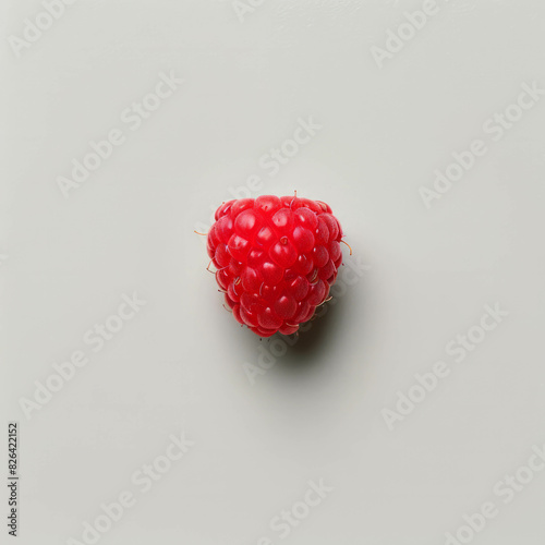 AI stock photo of a single raspberry on a plain area, showcasing the vibrant color and natural beauty of the fruit, perfectly rendered with AI generative technology.