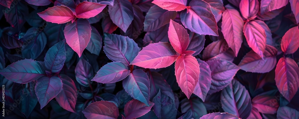 Captivating Fuchsia Foliage Against a Mysterious Dark Background Captivating Fuchsia Foliage Against a Mysterious Dark Background