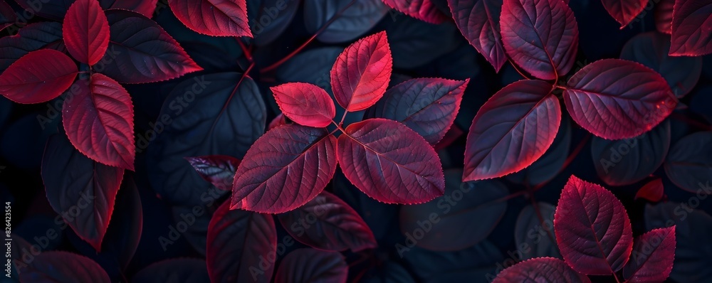 Mesmerizing Maroon Foliage Radiating Against Shadowy Backdrop Mesmerizing Maroon Foliage Radiating Against Shadowy Backdrop