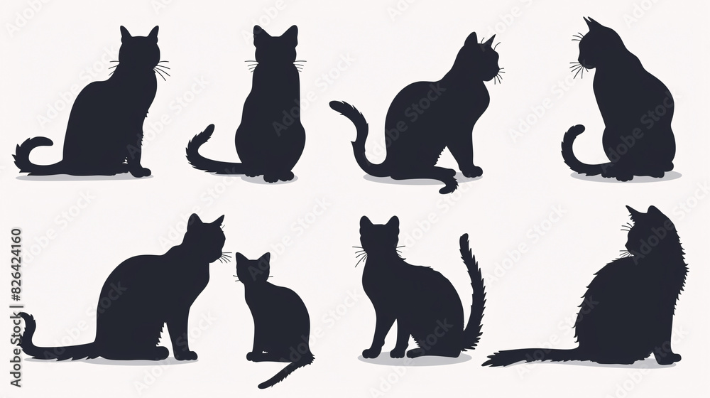 Silhouette set of people in various poses on a white background Silhouette set of people in various poses on a white background
