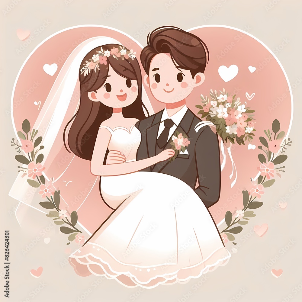 Charming Wedding Couple Illustration Charming Wedding Couple Illustration
