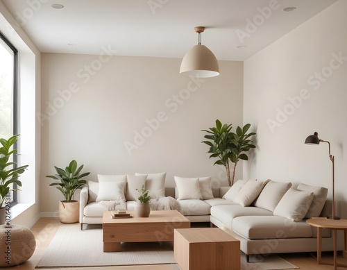 Frame mockup, ISO A paper size. Living room poster mockup. Modern interior design. Living room Interior mockup with house background. 3D render © Sharif54
