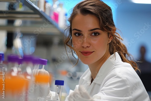 Innovative Minds at Work: Male and Female Scientists Conducting Scientific Experiments in a Laboratory, Advancing Pharmaceutical Technology