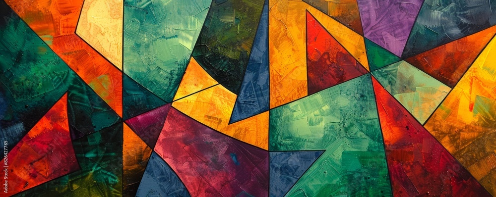 Vibrant, multicolored geometric shapes creating a dynamic abstract pattern Vibrant, multicolored geometric shapes creating a dynamic abstract pattern