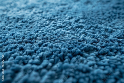 Textured blue carpet showcasing plenty of blue fibers. Flooring concept
