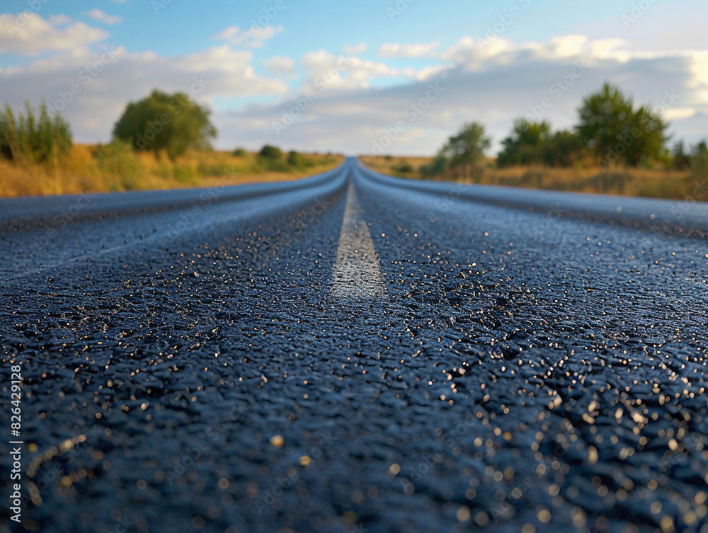 Empty Asphalt Road Stretching into the Distance Empty Asphalt Road Stretching into the Distance