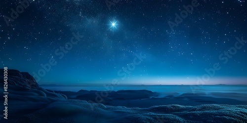 Capture a magnificent star illuminating the vast sky overshadowing all around. Concept Astrophotography, Night Sky, Starry Night, Stargazing, Astronomical Beauty photo