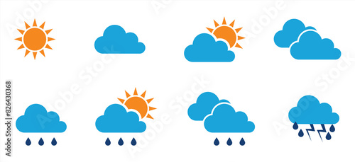  weather icon. simple set clouds colored vector illustration