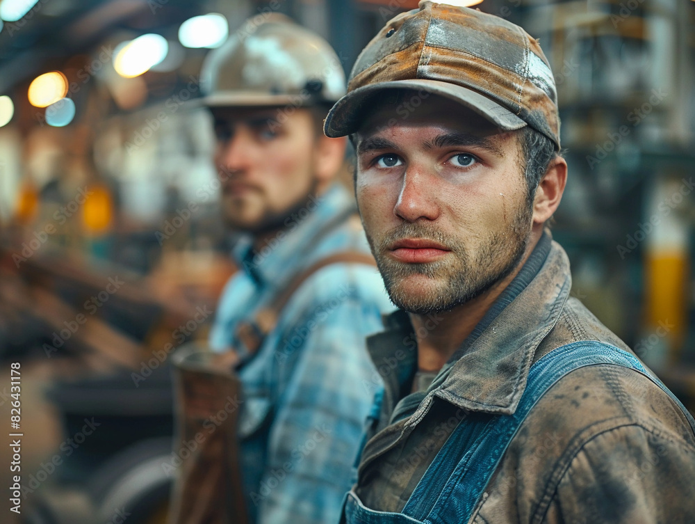 Two Workers in Modern Factory Two Workers in Modern Factory