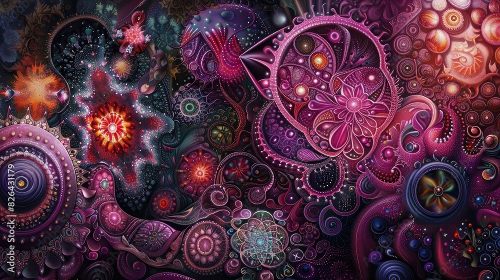 A symphony of colors exploding against a backdrop of intricate, mesmerizing designs, offering a glimpse into a world of colorful wonder.